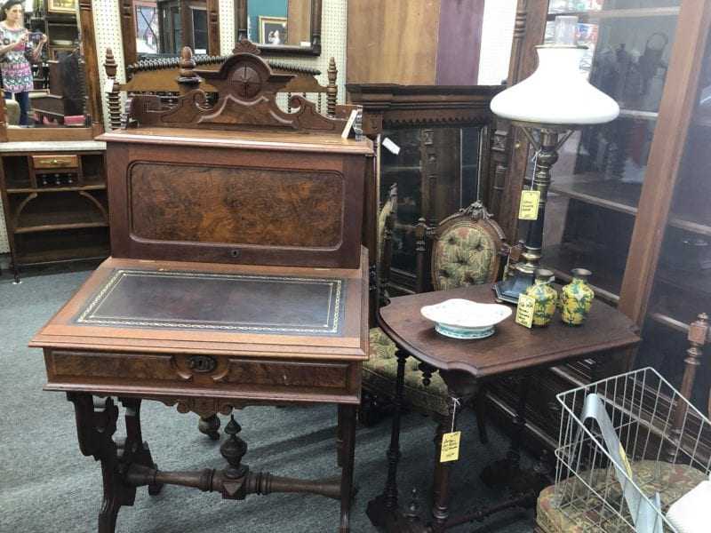 Antique Burled Walnut Writing Desk